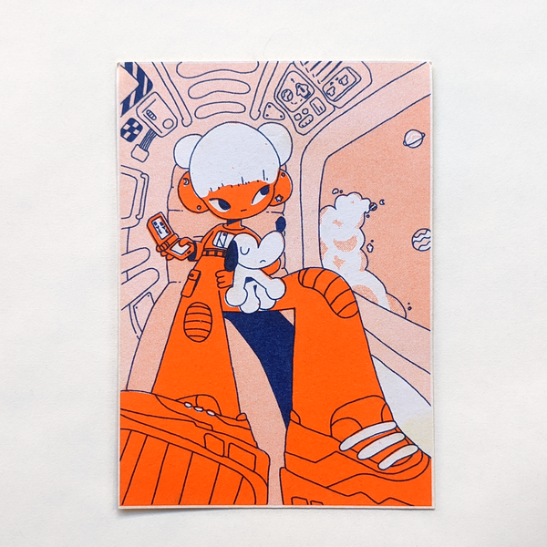 Space Buddies Riso Postcard Print