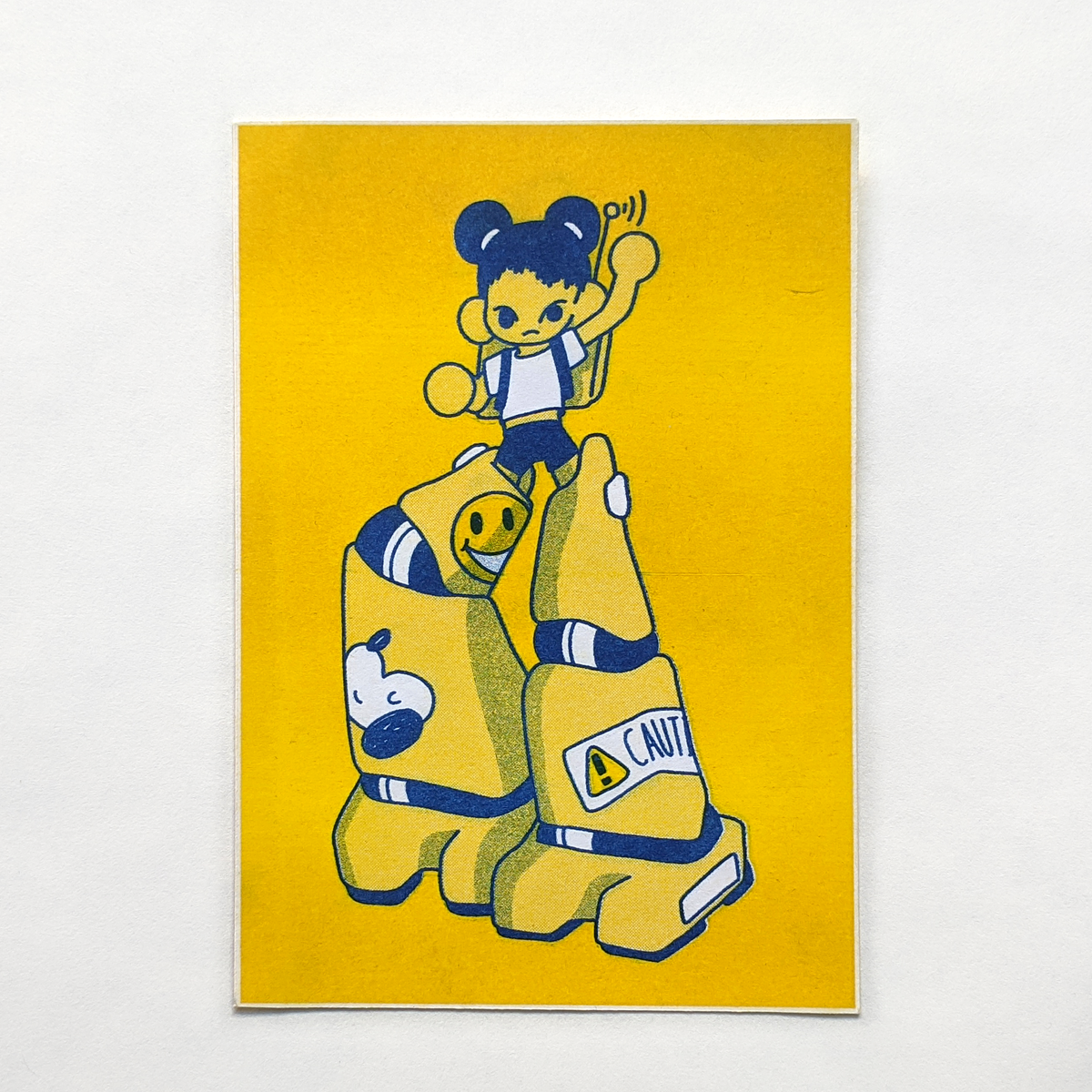 Mech Girl Riso Postcard Print