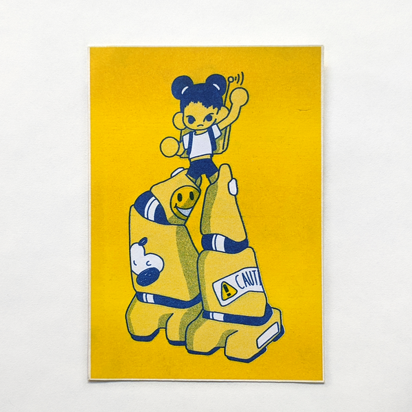Mech Girl Riso Postcard Print